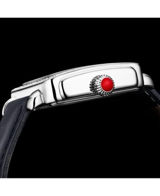 Elegant Women s Rectangular 35×47mm Dress Watch – Model 4060L.2, Silver Case, Blue Leather Strap, Crystal Bezel