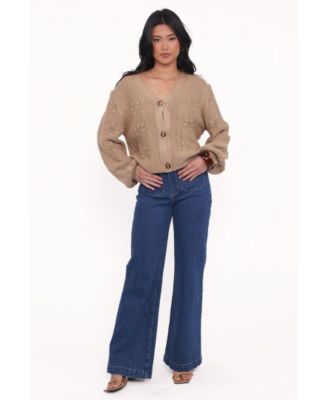 Women's Melody Textured Button Up Cardigan - Olive XL