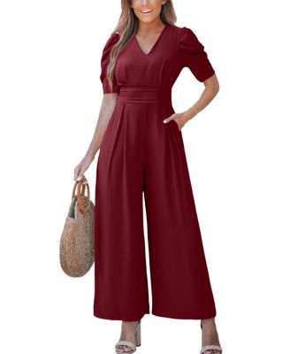 Women's V-Neck Wide Leg Jumpsuit
