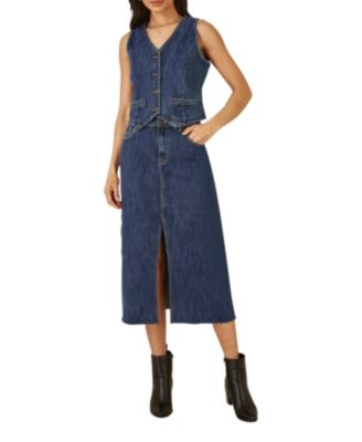 Women's Button Up Denim Stretch Waistcoat