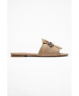 Daphne Raffia Bow Slide Sandal (Women)