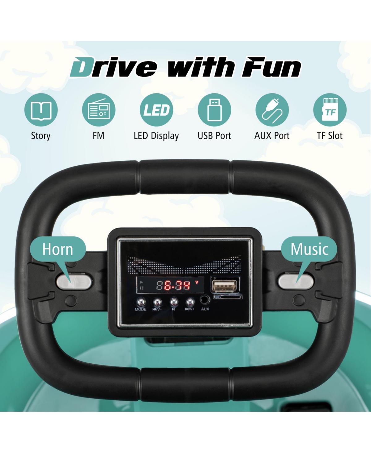 6V kids Ride-on Bumper Car with 360° Spinning and Dual Motors-Green