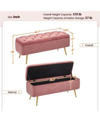 Upholstered Ottoman Footstool Bench with Storage Compartment