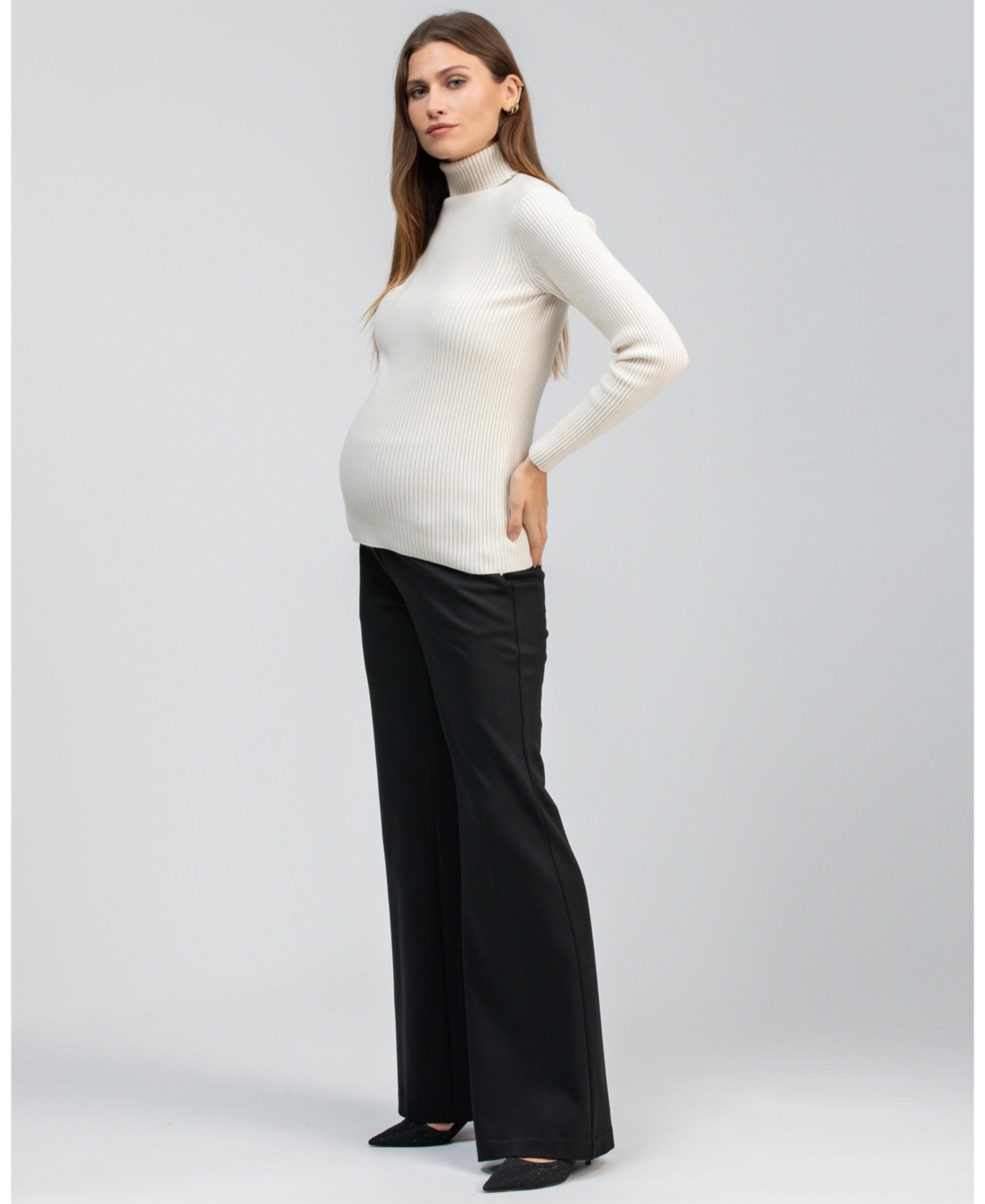 Pietro Brunelli Maternity Black Tailored Robin Trousers with Stretch Waistband