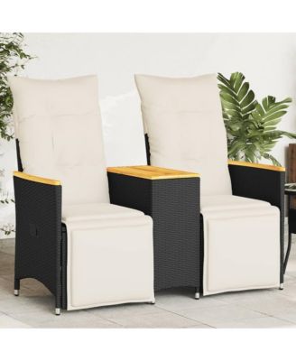 Reclining Garden Sofa Black, Cream White