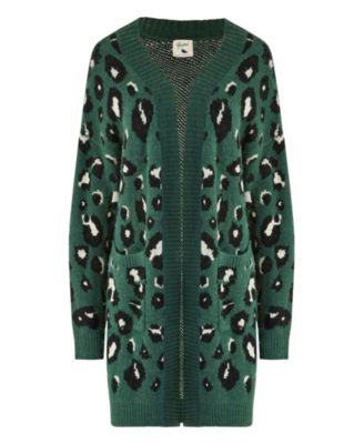 Women's Animal Intarsia Knit Long Cardigan
