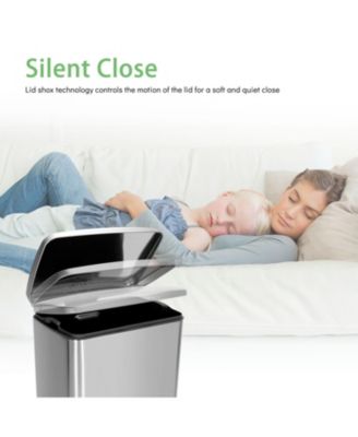 13.1 Gal./50 Liter Stainless Steel Step Trash Can with Soft-Close Lid, Rectangular Pedal Garbage Bin for Kitchen, Office, or Bathroom