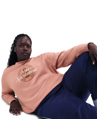 Plus Size Sportswear Club Fleece Graphic Crew-Neck Sweatshirt