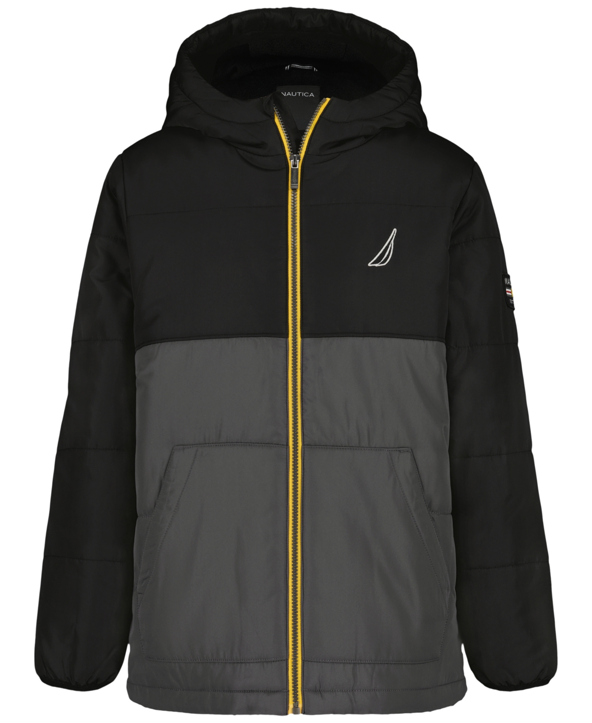 Nautica Boys 8-20 Colorblock Long Sleeves Puffer Jacket In Black