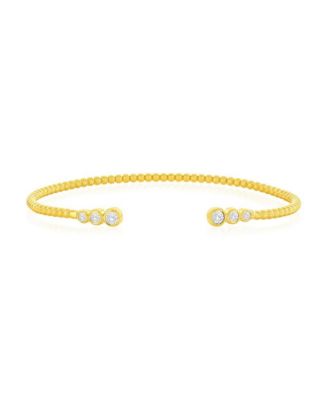 Simona Sterling Silver Graduating Round Cz Beaded Bangle - Gold 76$