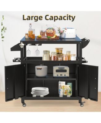 Outdoor Grill Table, 3-Tier Pizza Oven Stand Stainless Steel BBQ Prep Table