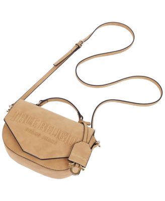 Trapunto Logo Suede Flap Crossbody