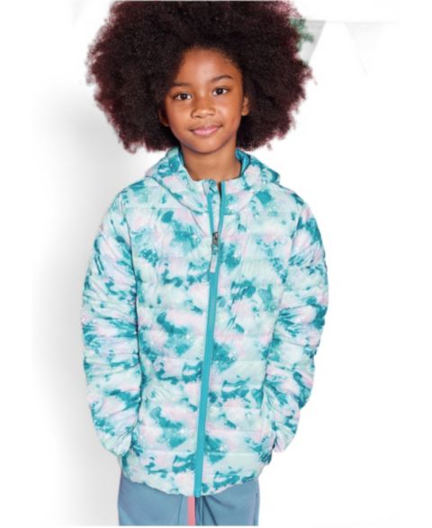 Куртка Lands' End FeatherFree Insulated Hooded Packable для девочек, цвет: Аквамариновый