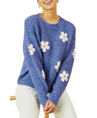 Women's Crochet Flower Knit Sweater