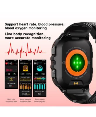 1.96'' AMOLED HD Large Screen Smart Watch For Men With Movement Call, Heart rate Blood oxygen Blood pressure monitoring, 1ATM -Blue line