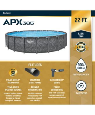 APX 365 22'x52" Round Above Ground Swimming Pool Set with Pump & Ladder