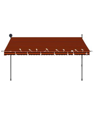 Retractable Awning Orange and Brown Polyester with PU coating, Steel