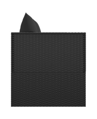 Outdoor Lounge Bed Black PE Rattan Large Adjustable Armrests