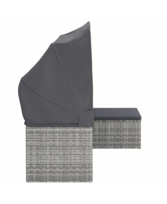 3-Seater Garden Sofa Grey PE Rattan 3 Seater Foldable