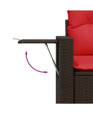 Patio Sofa with Cushions 2-Seater Brown Poly Rattan