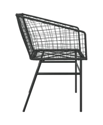 Garden Chair Black PE Rattan, Powder-Coated Steel Durable