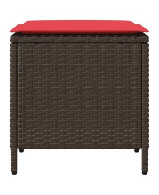 4 Piece Patio Sofa Set with Cushions Brown Poly Rattan