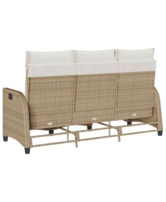 Reclining Garden Sofa Beige PE Rattan Medium Adjustable Armrests