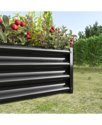 47.24"Metal Raised Garden Bed, Rectangle Raised Planter 4×2×1ft for Flowers Plants, Vegetables Herb Black
