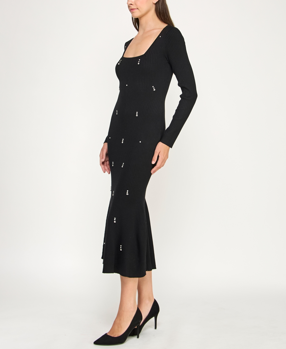 Rosie Harlow Juniors' Square Neck Midi Dress In Black