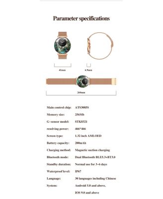 RUXING Women's Smart Watch 1.32" Full Touch Screen Bluetooth Call Silver Strap Round Dial