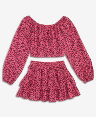 With Jules Girls 7 16 Tiered Skater Skirt Milkmaid Top In Multi