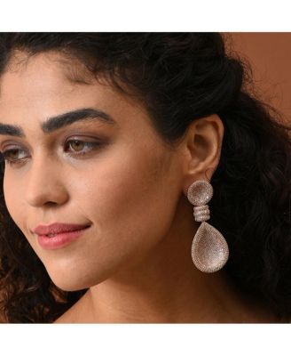 Teardrop-Crystal Drop Earrings