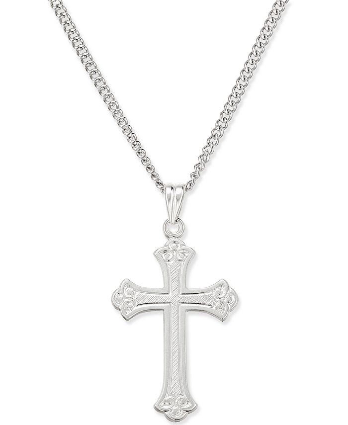 Macy's Cross Pendant Necklace in Sterling Silver - Macy's