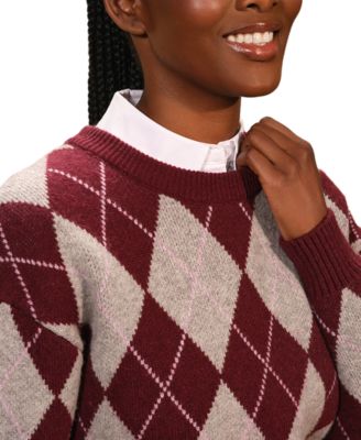 Women's Argyle Long Sleeve Sweater