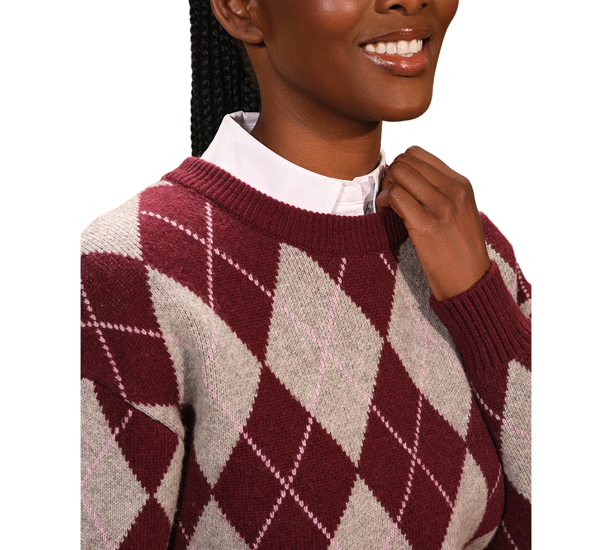 Isaac Mizrahi Women's Argyle Long Sleeve Sweater