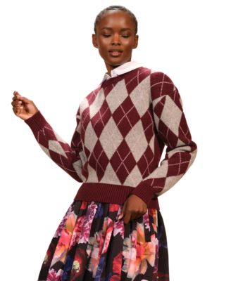 Isaac Mizrahi - Women's Argyle Long Sleeve Sweater