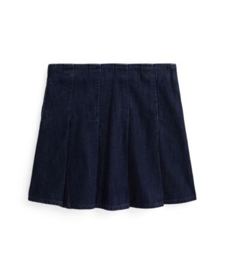 Girls' 7-16 Pleated Denim Skirt