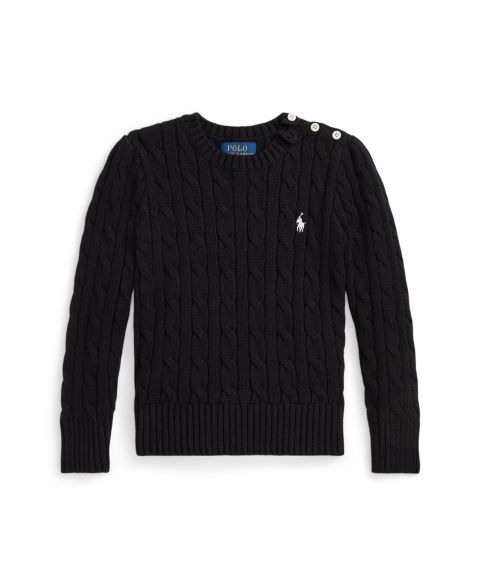 Свитер Polo Ralph Lauren Crewneck Cable Knit Sweater для девочек, цвет: Чёрный