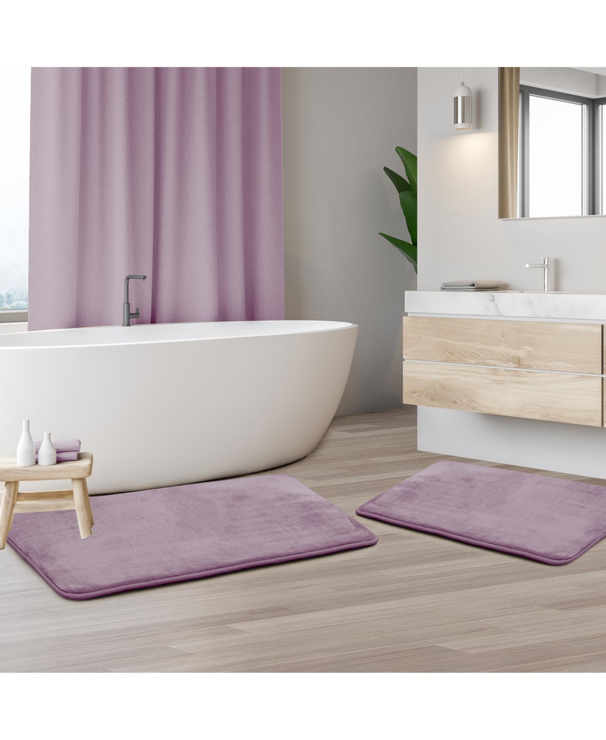 Clara Clark 2 Piece Ultra Soft Non-Slip Plush Memory Foam Bath Rug Set - Small & Large