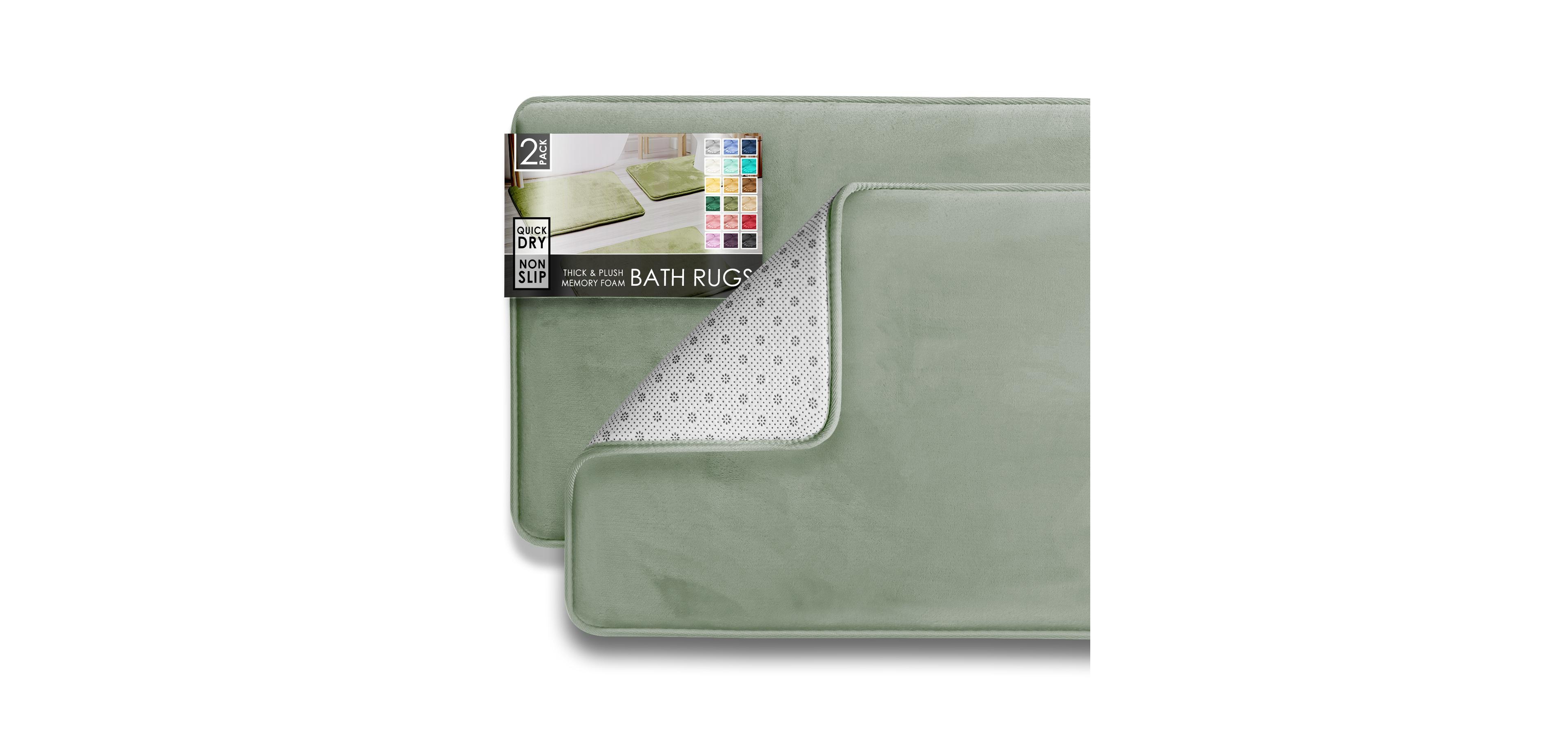 Clara Clark 2 Piece Ultra Soft Non-Slip Plush Memory Foam Bath Rug Set - Small & Large