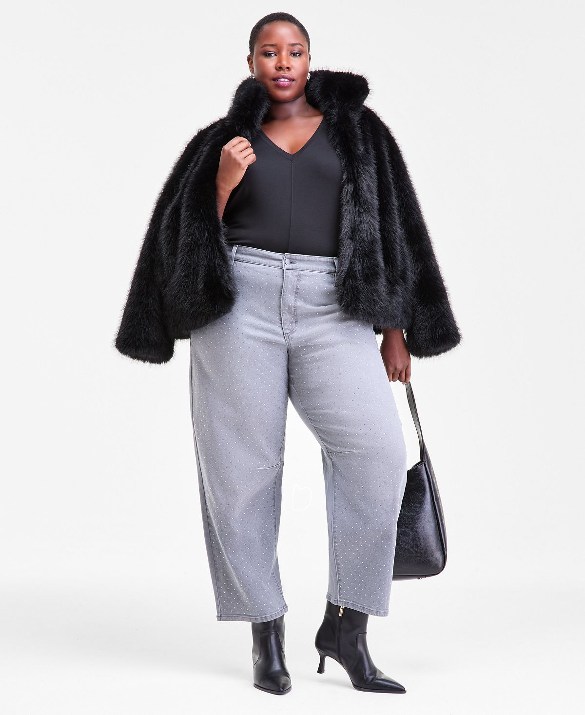I.N.C. International Concepts Plus Size High Rise Rhinestone Barrel-Leg Jeans, Macy's Exclusive view 6 — MAYCSS fashion products