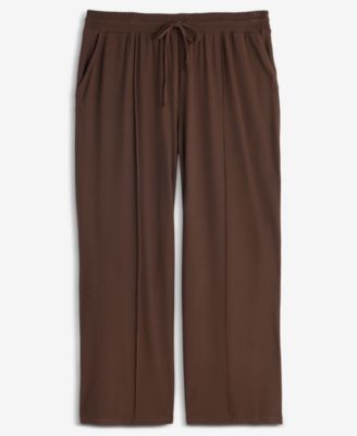 Plus Size Ribbed Wide-Leg Drawstring Pants, Macy's Exclusive