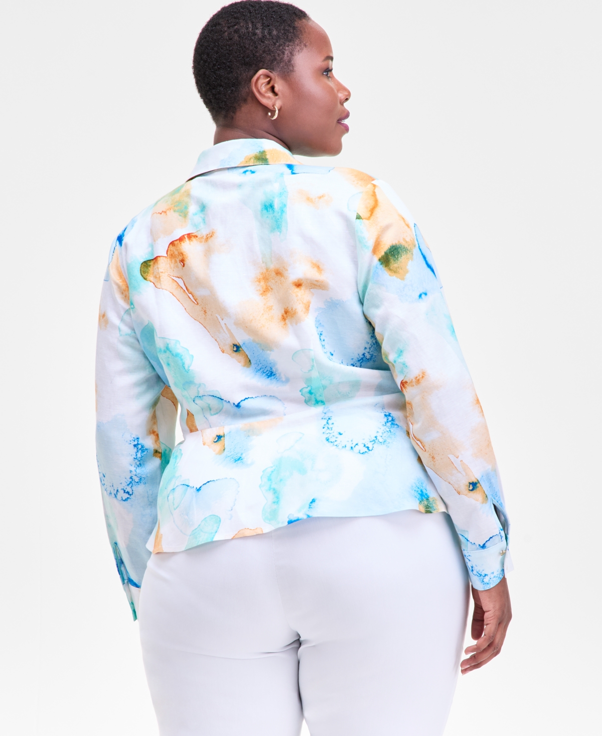 Inc International Concepts Plus Size Printed Wrap Top, Macy's Exclusive In Multi