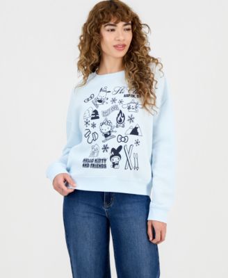 Grayson Threads, The Label - Juniors' Hello Kitty Winter Grid Fleece Crewneck Sweatshirt