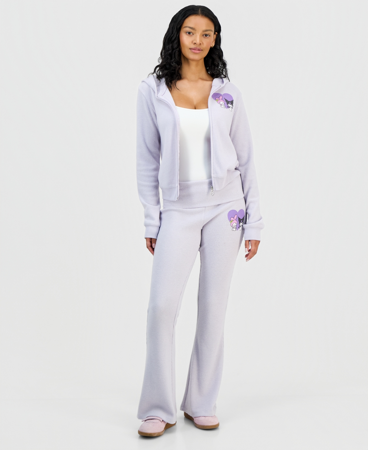 Grayson Threads, The Label Juniors' Kuromi Thermal Hoodie In Purple