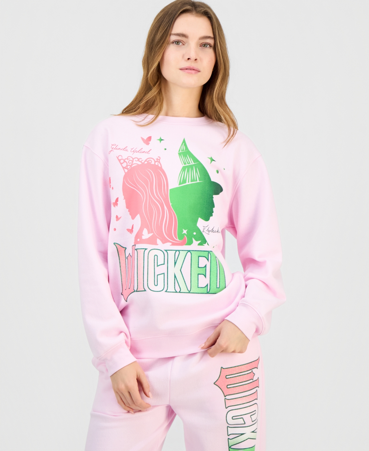Wicked Juniors' Glitter Crewneck Sweatshirt In Pink