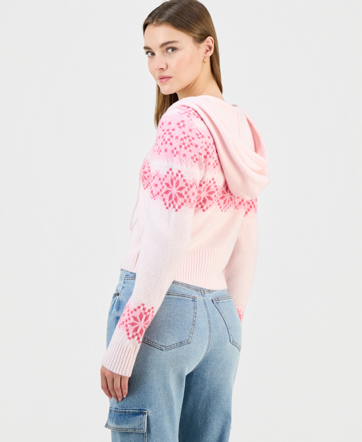 Madden Girl Juniors' Fair Isle Zippered Hoodie