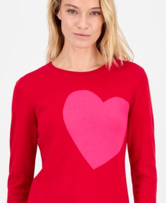 Women's Cotton Embroidered-Heart Sweater