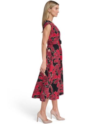 Women's Sleeveless Printed Midi Dress