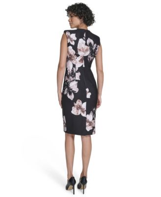 Women's Crew Neck Printed Sheath Dress